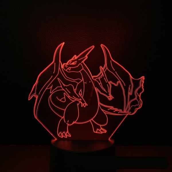 Pokemon Pikachu Charizard Anime Figures 3D Led Night Light Changing Model  Action Logo Lampara Collection Brinquedos Figm